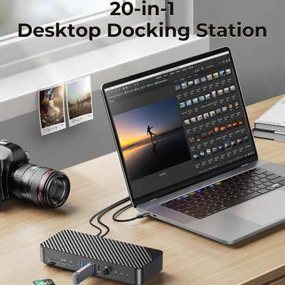 ORICO DKA20-BK-BP 10Gbps 20 in 1 Type-C 3.0 HUB Docking Station (US Plug) - USB HUB by ORICO | Online Shopping South Africa | PMC Jewellery | Buy Now Pay Later Mobicred