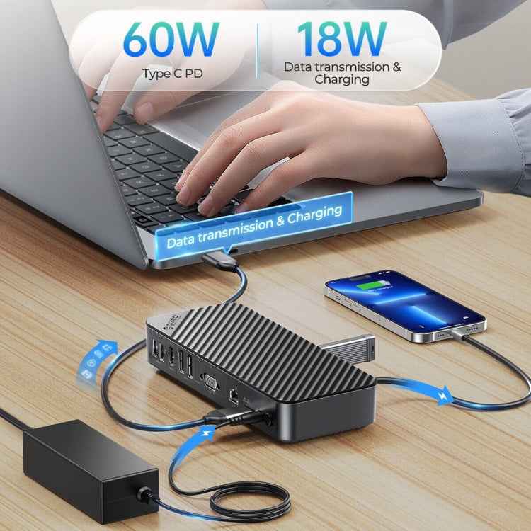 ORICO DKA20-BK-BP 10Gbps 20 in 1 Type-C 3.0 HUB Docking Station(EU Plug) - USB HUB by ORICO | Online Shopping South Africa | PMC Jewellery | Buy Now Pay Later Mobicred