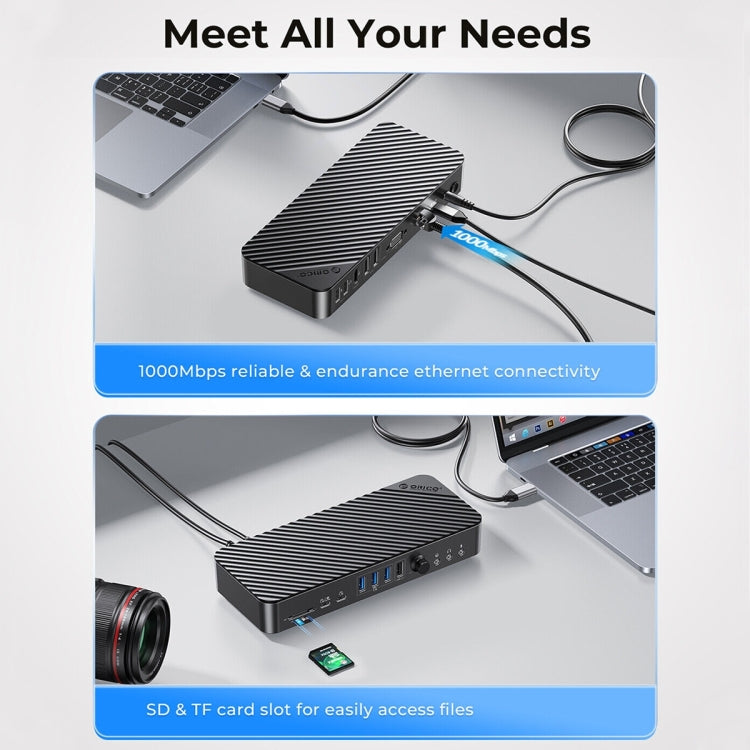 ORICO DKA20-BK-BP 10Gbps 20 in 1 Type-C 3.0 HUB Docking Station(EU Plug) - USB HUB by ORICO | Online Shopping South Africa | PMC Jewellery | Buy Now Pay Later Mobicred