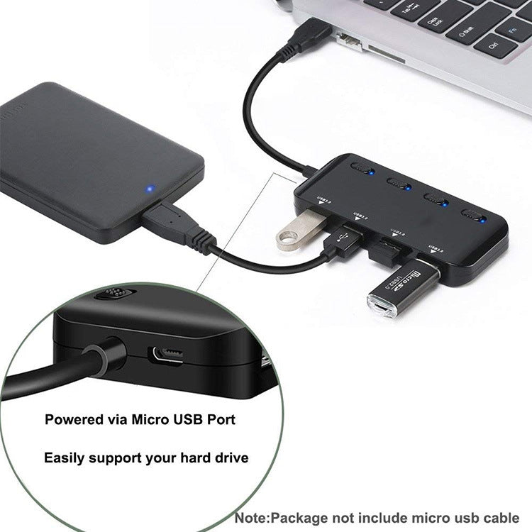 High Speed 4 x USB 3.0 to USB-C / Type-C HUB with Switch (Black) - USB HUB by PMC Jewellery | Online Shopping South Africa | PMC Jewellery | Buy Now Pay Later Mobicred