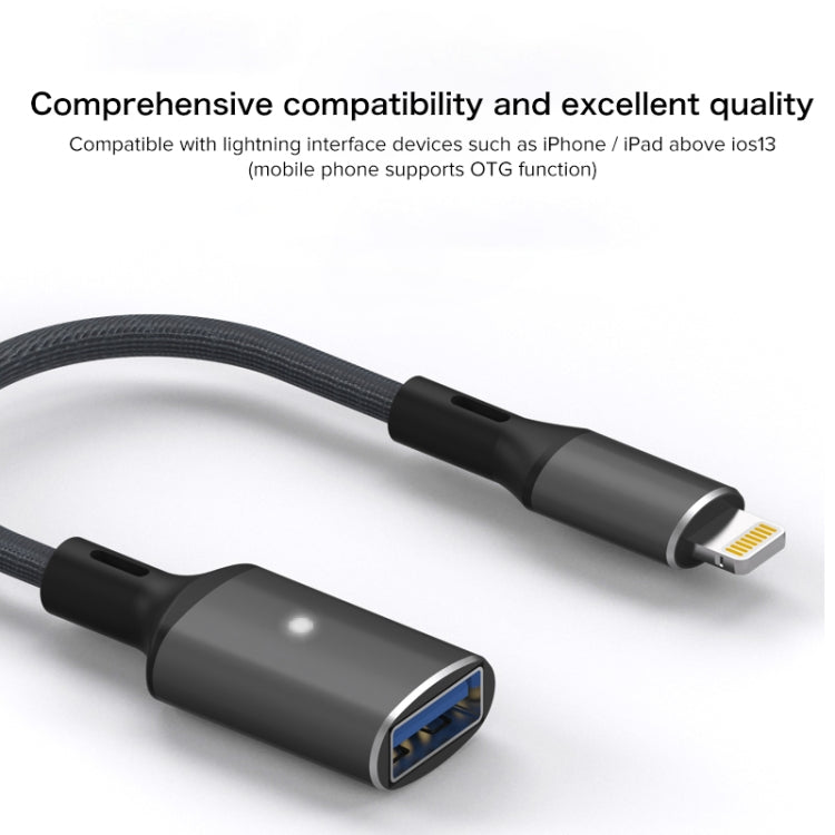 8 Pin to USB OTG Adapter Cable, Suitable for Systems Above IOS 13 (Black) - Converter & Adapter by PMC Jewellery | Online Shopping South Africa | PMC Jewellery | Buy Now Pay Later Mobicred