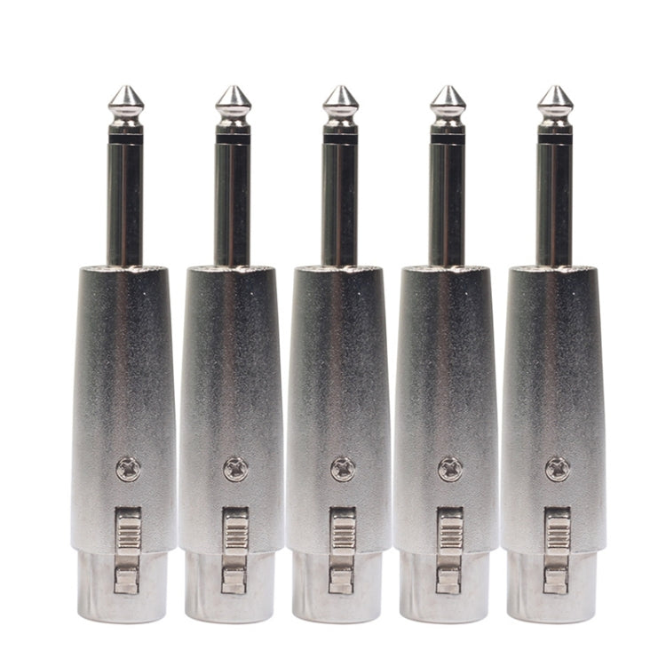 5 PCS LZ1167 6.35mm Single Track Male Head to XRL Female Audio Adapter Plug (Silver) - Microphone Audio Cable & Connector by PMC Jewellery | Online Shopping South Africa | PMC Jewellery | Buy Now Pay Later Mobicred