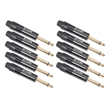 10 PCS TC202 6.35mm Gold-plated Mono Sound Welding Audio Adapter Plug(Black) - Microphone Audio Cable & Connector by PMC Jewellery | Online Shopping South Africa | PMC Jewellery | Buy Now Pay Later Mobicred