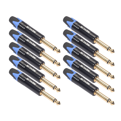 10 PCS TC202 6.35mm Gold-plated Mono Sound Welding Audio Adapter Plug(Blue) - Microphone Audio Cable & Connector by PMC Jewellery | Online Shopping South Africa | PMC Jewellery | Buy Now Pay Later Mobicred