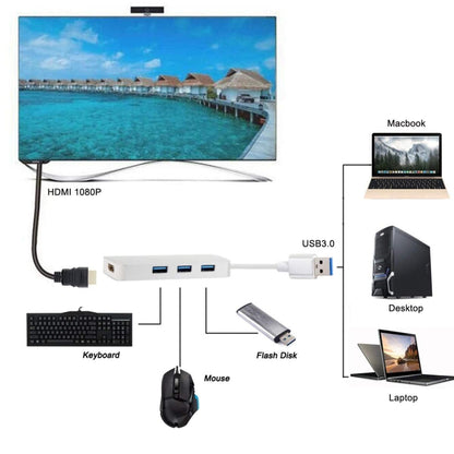 4 in 1 USB 3.0 to 3 x USB 3.0 + HDMI Adapter(Silver) - USB 3.0 HUB by PMC Jewellery | Online Shopping South Africa | PMC Jewellery | Buy Now Pay Later Mobicred