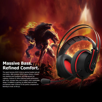 ASUS Cerberus V2 3.5mm Interface 53mm Speaker Unit Gaming Headset with Mic(Red) - Multimedia Headset by ASUS | Online Shopping South Africa | PMC Jewellery | Buy Now Pay Later Mobicred