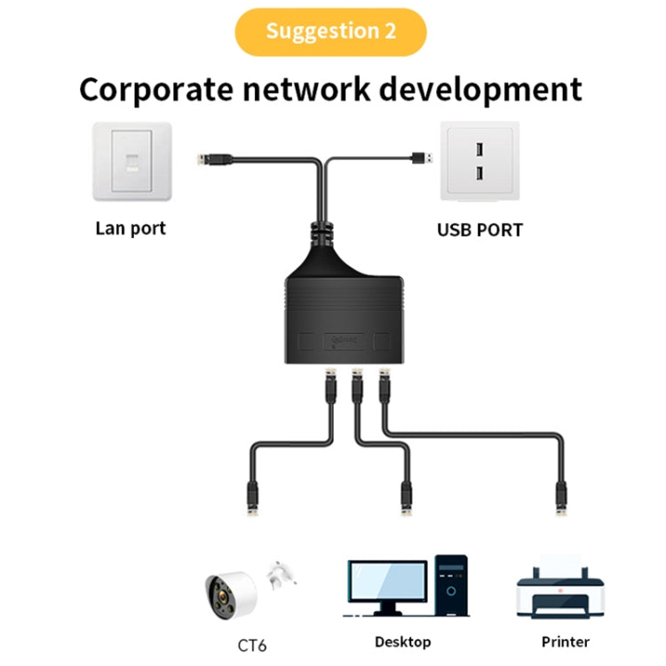 Male RJ45 3 in 1 100M Network Splitter Cable Ethernet Network Coupler - Network Hubs by PMC Jewellery | Online Shopping South Africa | PMC Jewellery | Buy Now Pay Later Mobicred