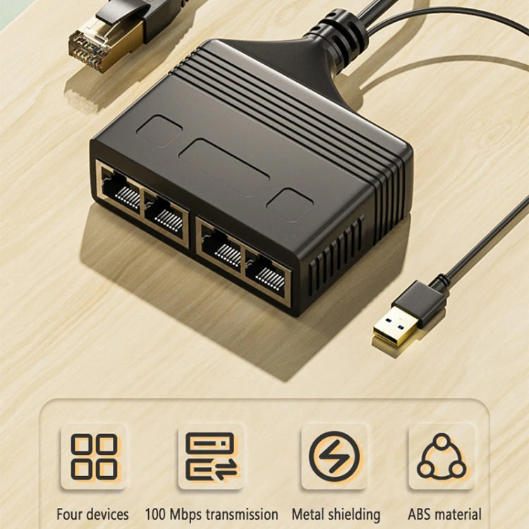 Female RJ45 4 in 1 100M Network Splitter Cable Ethernet Network Coupler - Network Hubs by PMC Jewellery | Online Shopping South Africa | PMC Jewellery | Buy Now Pay Later Mobicred