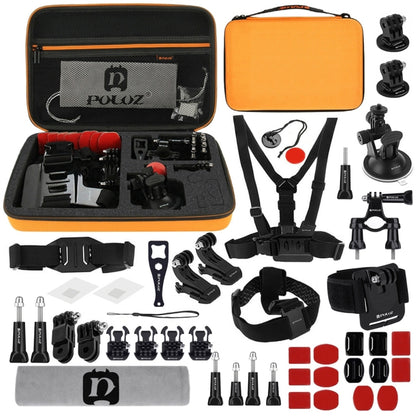 PULUZ 45 in 1 Accessories Ultimate Combo Kits with Orange EVA Case (Chest Strap + Suction Cup Mount + 3-Way Pivot Arms + J-Hook Buckle + Wrist Strap + Helmet Strap + Surface Mounts + Tripod Adapter +  ... ce Pro, DJI Osmo Action 4 and Other Action Cameras -  by PULUZ | Online Shopping South Africa | PMC Jewellery | Buy Now Pay Later Mobicred