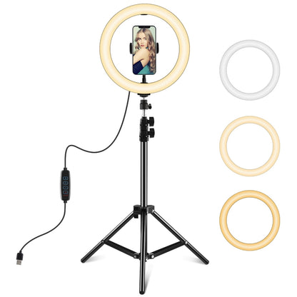 PULUZ 10.2 inch 26cm LED Ring Light  + 1.1m Tripod Mount Vlogging Video Light  Live Broadcast Kits - Ring Light by PULUZ | Online Shopping South Africa | PMC Jewellery | Buy Now Pay Later Mobicred