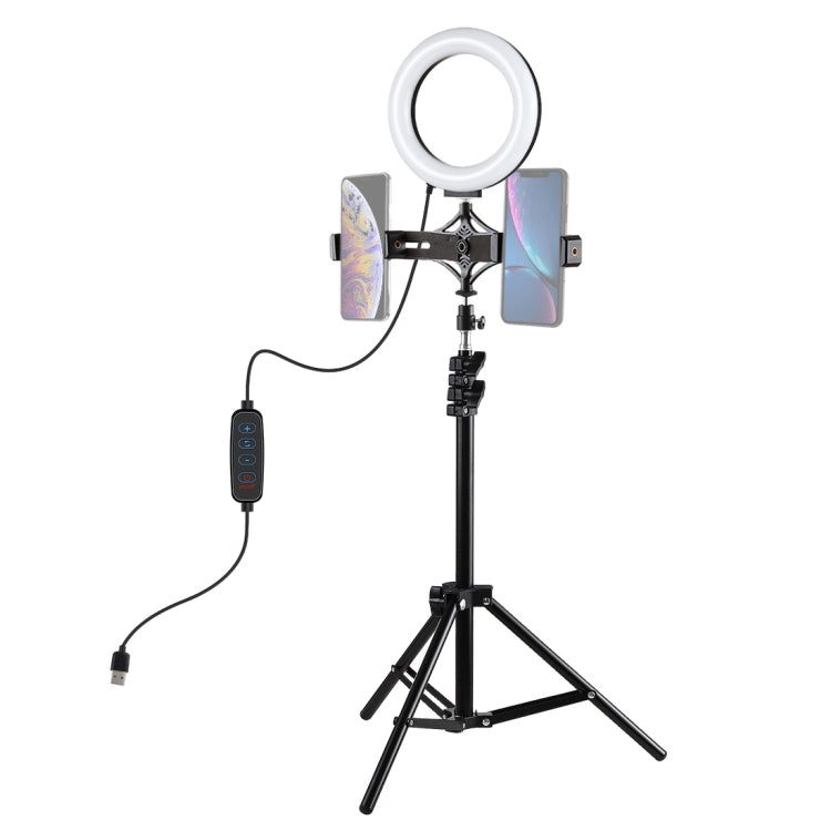 PULUZ 1.1m Tripod Mount + Live Broadcast Dual Phone Bracket + 6.2 inch 16cm LED Ring Vlogging Video Light Kits - Ring Light by PULUZ | Online Shopping South Africa | PMC Jewellery | Buy Now Pay Later Mobicred