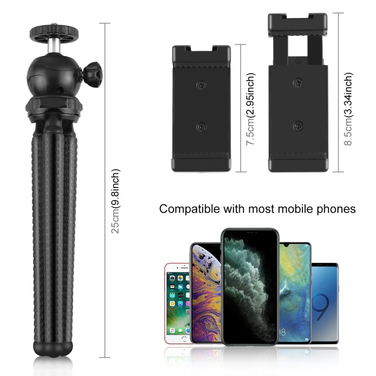 PULUZ Mini Octopus Flexible Tripod Holder with Ball Head & Phone Clamp + Tripod Mount Adapter & Long Screw for SLR Cameras, GoPro, Cellphone, Size: 25cmx4.5cm - Portable Mini Tripod by PULUZ | Online Shopping South Africa | PMC Jewellery | Buy Now Pay Later Mobicred