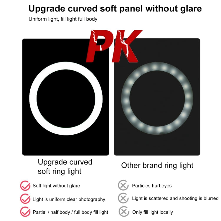 PULUZ 7.9 inch 20cm Light+ 1.1m Tripod Mount USB 3 Modes Dimmable Dual Color Temperature LED Curved Light Ring Vlogging Selfie Photography Video Lights with Phone Clamp(Black) - Ring Light by PULUZ | Online Shopping South Africa | PMC Jewellery | Buy Now Pay Later Mobicred