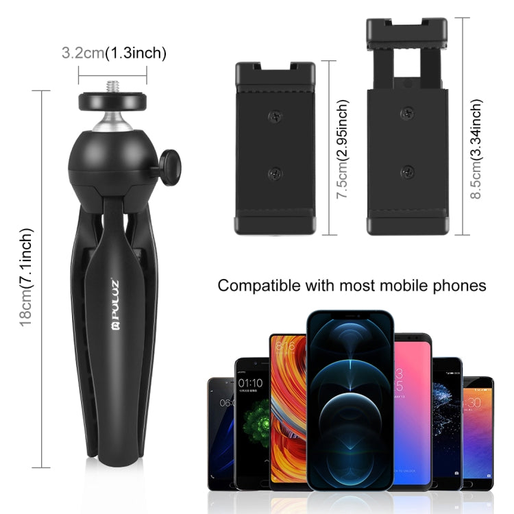 PULUZ Live Broadcast Smartphone Video Vlogger Kits Microphone + Tripod Mount + Phone Clamp Holder (Black) - Stand by PULUZ | Online Shopping South Africa | PMC Jewellery | Buy Now Pay Later Mobicred