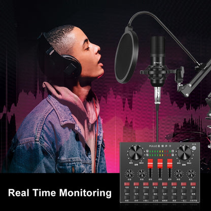 PULUZ Sound Card Live Broadcast Bluetooth Sound Mixer Studio Microphone Kits with Suspension Scissor Arm & Metal Shock Mount, Chinese Version(Black) - Live Sound Effects Processors by PULUZ | Online Shopping South Africa | PMC Jewellery | Buy Now Pay Later Mobicred