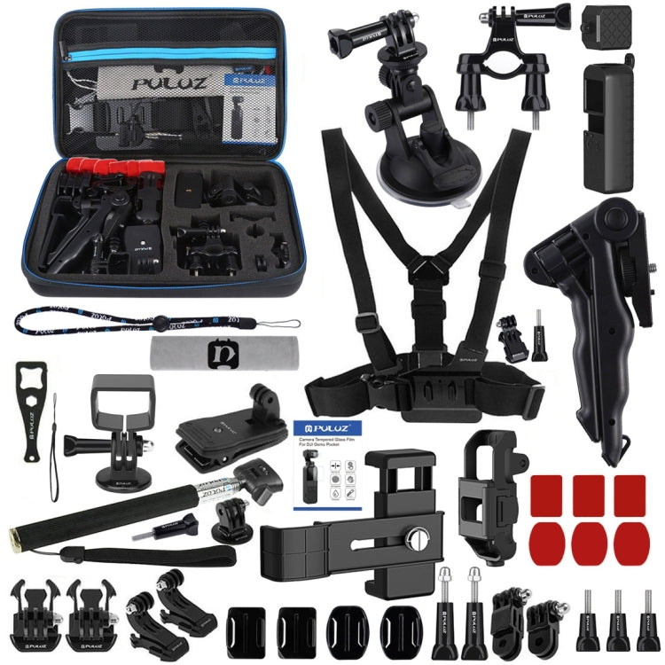 PULUZ 43 in 1 Accessories Total Ultimate Combo Kits for DJI Osmo Pocket with EVA Case (Chest Strap + Wrist Strap + Suction Cup Mount + 3-Way Pivot Arms + J-Hook Buckle + Grip Tripod Mount + Surface Mo ... orage Bag + Rec-mounts + Handlebar Mount + Wrench) -  by PULUZ | Online Shopping South Africa | PMC Jewellery