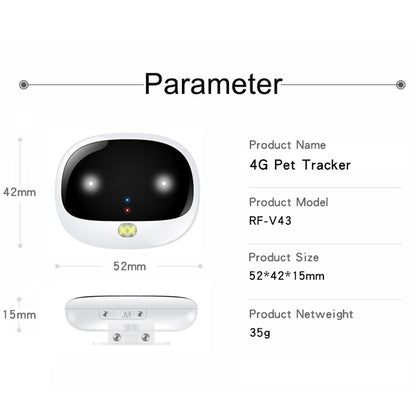 RF-V43 B Style IP67 Waterproof GPS + LBS + WiFi Pet Locator Pet Collar Tracking Device For North America/South America(White) - Pet Tracker by PMC Jewellery | Online Shopping South Africa | PMC Jewellery | Buy Now Pay Later Mobicred