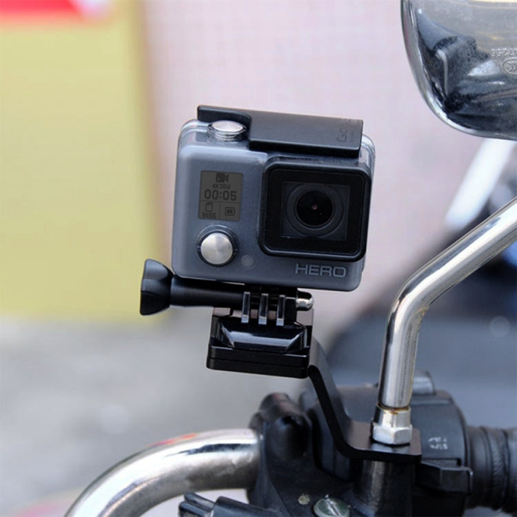 PULUZ Aluminum Alloy Motorcycle Fixed Holder Mount with Tripod Adapter & Screw for GoPro Hero12 Black / Hero11 /10 /9 /8 /7 /6 /5, Insta360 Ace / Ace Pro, DJI Osmo Action 4 and Other Action Cameras(Black) - Holder by PULUZ | Online Shopping South Africa | PMC Jewellery | Buy Now Pay Later Mobicred