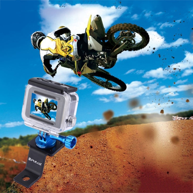 PULUZ Aluminum Alloy Motorcycle Fixed Holder Mount with Tripod Adapter & Screw for GoPro Hero12 Black / Hero11 /10 /9 /8 /7 /6 /5, Insta360 Ace / Ace Pro, DJI Osmo Action 4 and Other Action Cameras(Blue) - Holder by PULUZ | Online Shopping South Africa | PMC Jewellery | Buy Now Pay Later Mobicred