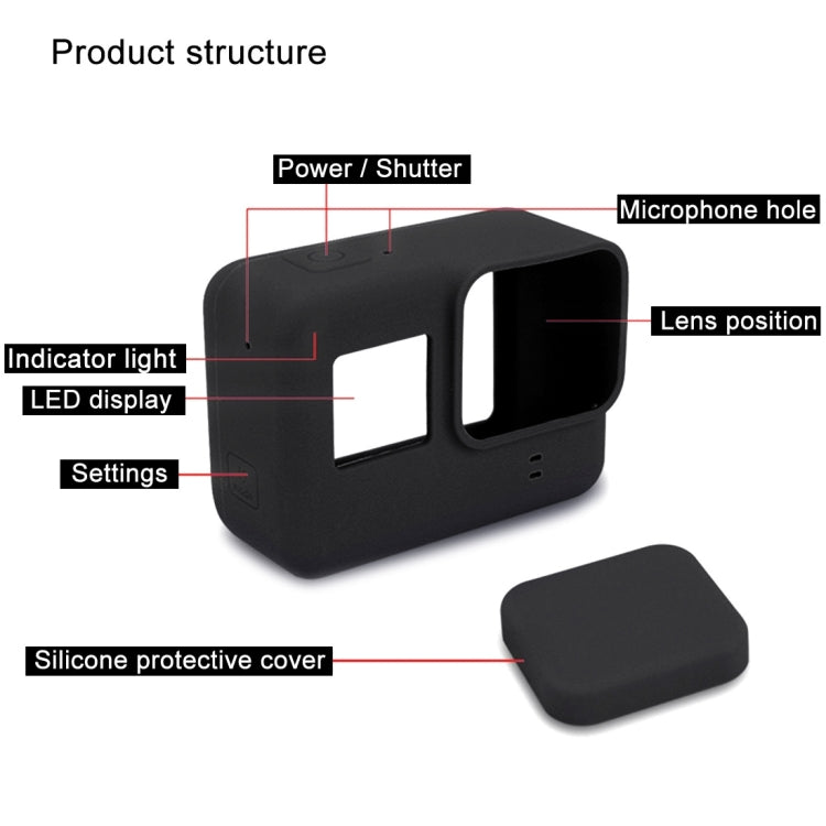 PULUZ Silicone Protective Case with Lens Cover for GoPro HERO7 Black /7 White / 7 Silver /6 /5(Black) - Silicone Cases by PULUZ | Online Shopping South Africa | PMC Jewellery | Buy Now Pay Later Mobicred