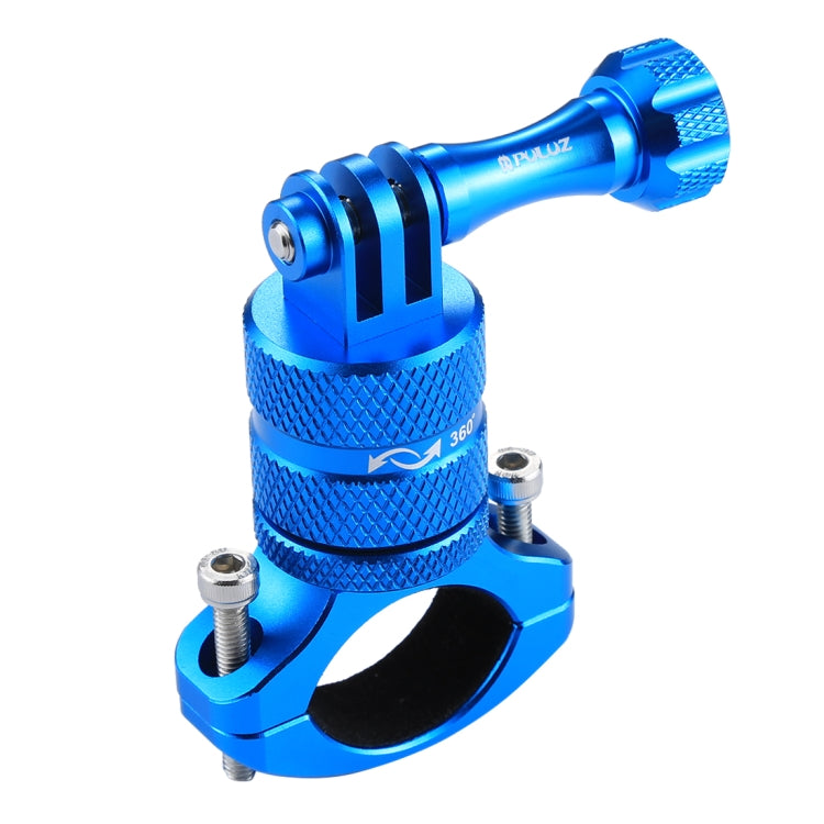 PULUZ 360 Degree Rotation Bike Aluminum Handlebar Adapter Mount with Screw for GoPro Hero12 Black / Hero11 /10 /9 /8 /7 /6 /5, Insta360 Ace / Ace Pro, DJI Osmo Action 4 and Other Action Cameras(Blue) - Bicycle Handlebar Mount by PULUZ | Online Shopping South Africa | PMC Jewellery | Buy Now Pay Later Mobicred