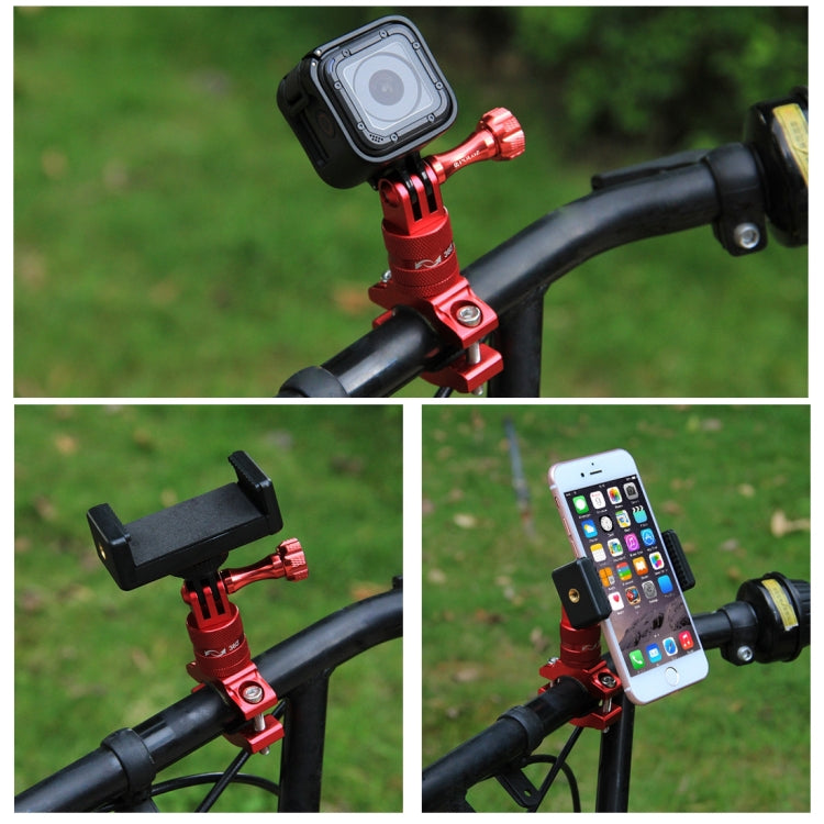 PULUZ 360 Degree Rotation Bike Aluminum Handlebar Adapter Mount with Screw for GoPro Hero12 Black / Hero11 /10 /9 /8 /7 /6 /5, Insta360 Ace / Ace Pro, DJI Osmo Action 4 and Other Action Cameras(Red) - Bicycle Handlebar Mount by PULUZ | Online Shopping South Africa | PMC Jewellery