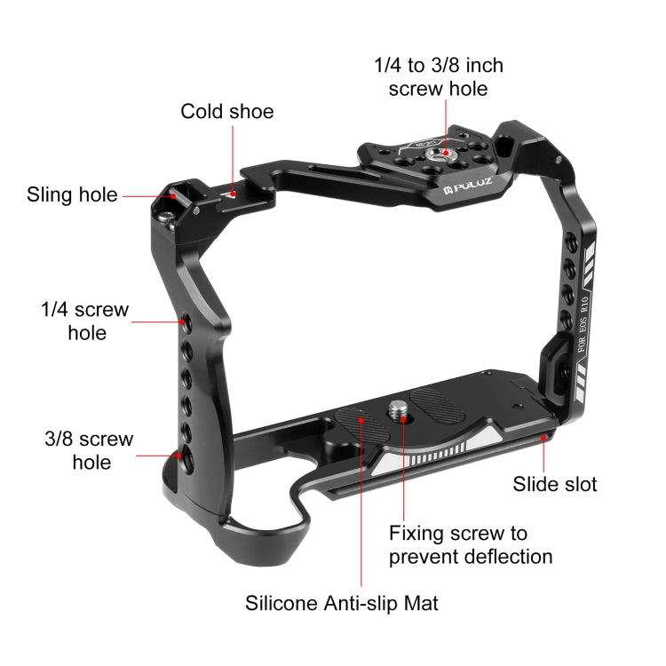 For Canon EOS R10 PULUZ Metal Camera Cage Stabilizer Rig (Black) - Camera Cage by PULUZ | Online Shopping South Africa | PMC Jewellery | Buy Now Pay Later Mobicred