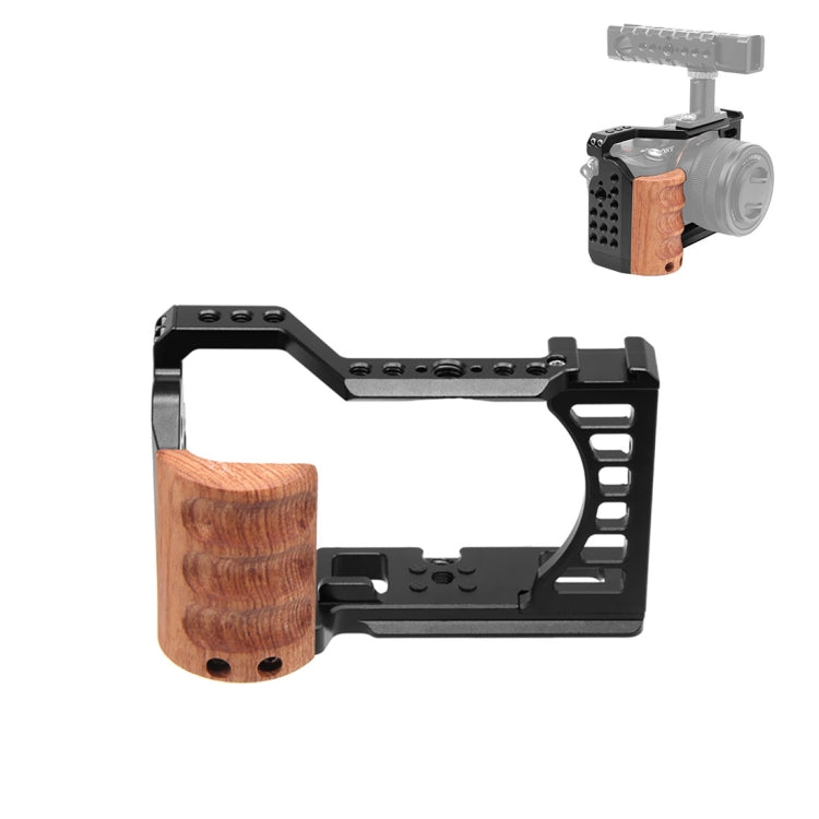 For Sony Alpha 7C / ILCE-7C / A7C PULUZ Wood Handle Metal Camera Cage Stabilizer Rig - Camera Cage by PULUZ | Online Shopping South Africa | PMC Jewellery | Buy Now Pay Later Mobicred