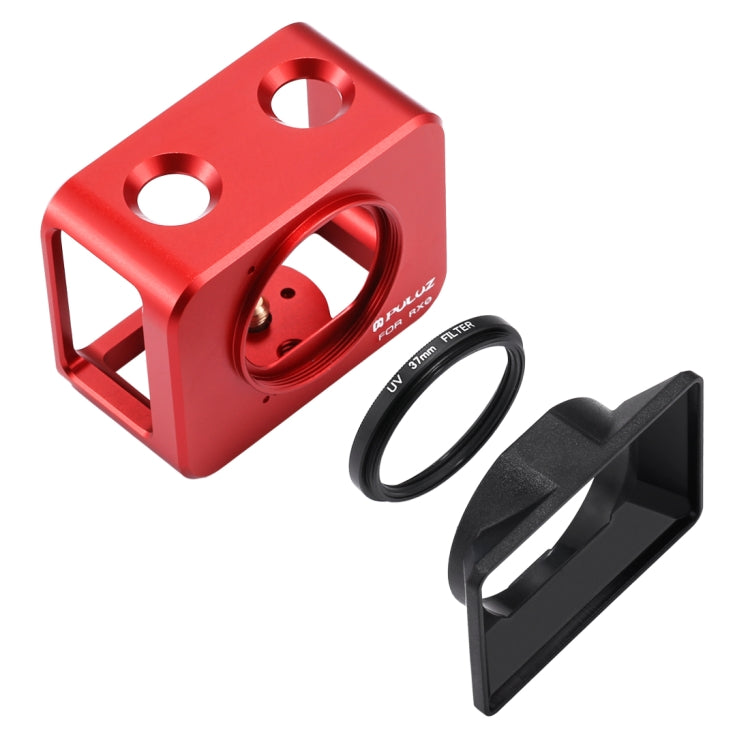 PULUZ for Sony RX0 Aluminum Alloy Protective Cage + 37mm UV Filter Lens + Lens Sunshade with Screws and Screwdrivers(Red) - Metal Cases by PULUZ | Online Shopping South Africa | PMC Jewellery | Buy Now Pay Later Mobicred