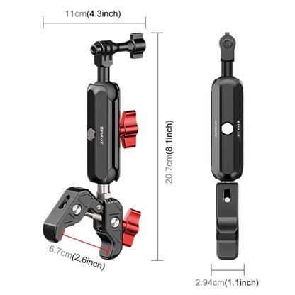 PULUZ Motorcycle Handlebar Crab Clamp CNC Metal Magic Arm Rod Mount - Bicycle Handlebar Mount by PULUZ | Online Shopping South Africa | PMC Jewellery | Buy Now Pay Later Mobicred