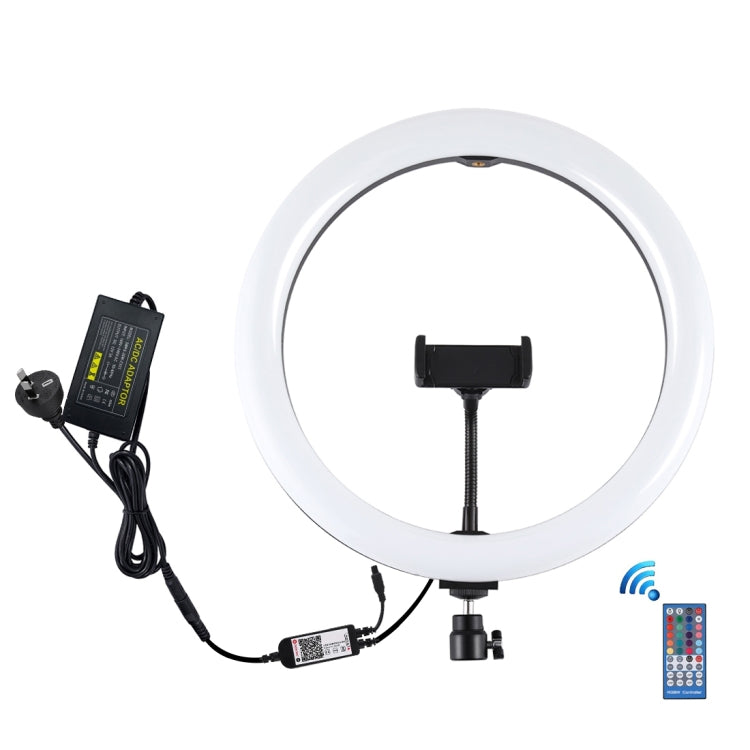 PULUZ 11.8 inch 30cm RGB Dimmable LED Ring Vlogging Selfie Photography Video Lights with Cold Shoe Tripod Ball Head & Phone Clamp (Black)(AU Plug) - Ring Light by PULUZ | Online Shopping South Africa | PMC Jewellery | Buy Now Pay Later Mobicred