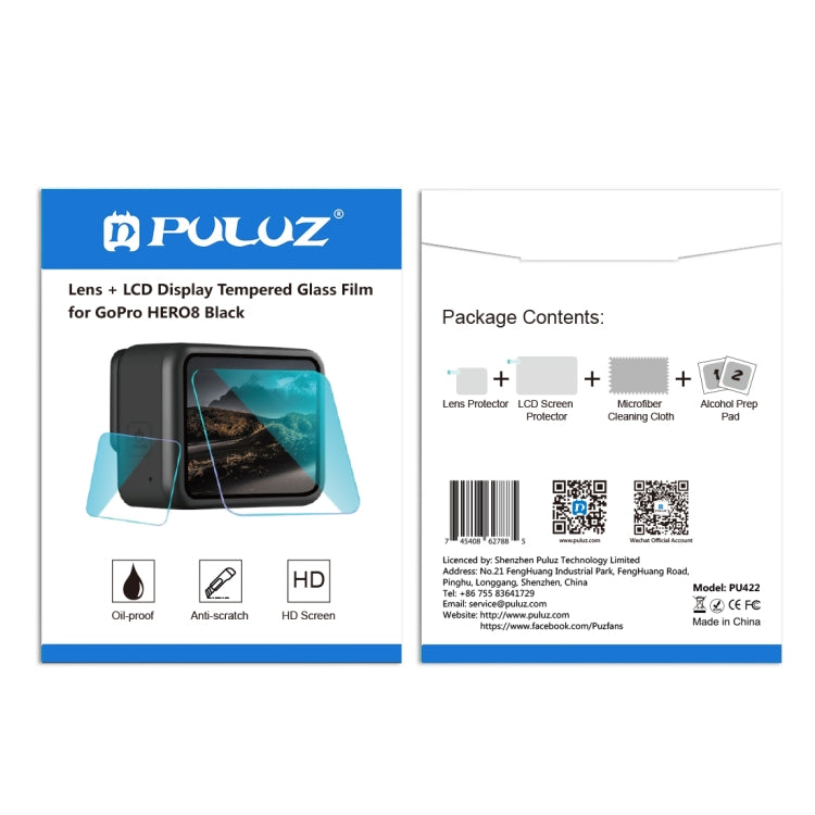 PULUZ for GoPro HERO8 Black Lens + LCD Display 9H 2.5D Tempered Glass Film - Protective Film by PULUZ | Online Shopping South Africa | PMC Jewellery | Buy Now Pay Later Mobicred