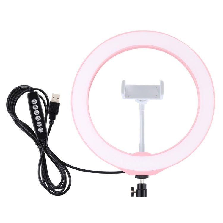 PULUZ 10.2 inch 26cm USB 10 Modes 8 Colors RGBW Dimmable LED Ring Vlogging Photography Video Lights with Cold Shoe Tripod Ball Head & Phone Clamp(Pink) - Ring Light by PULUZ | Online Shopping South Africa | PMC Jewellery | Buy Now Pay Later Mobicred