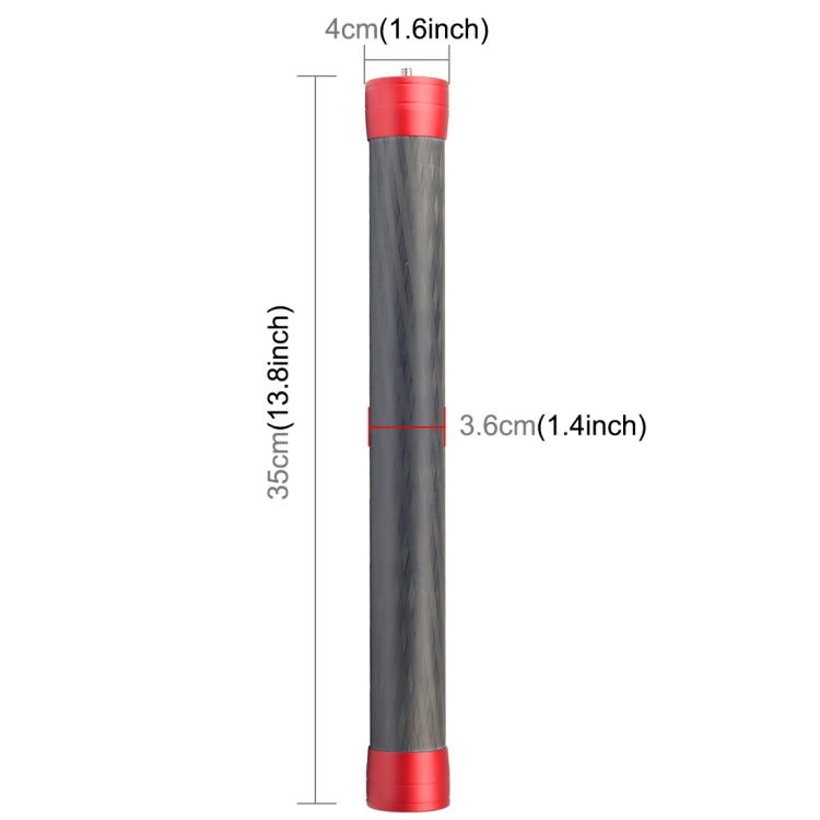 PULUZ Carbon Fiber Extension Monopod Pole Rod Extendable Stick for DJI / MOZA / Feiyu V2 / Zhiyun G5 / SPG Gimbal, Length: 35cm(Red) - Others by PMC Jewellery | Online Shopping South Africa | PMC Jewellery | Buy Now Pay Later Mobicred