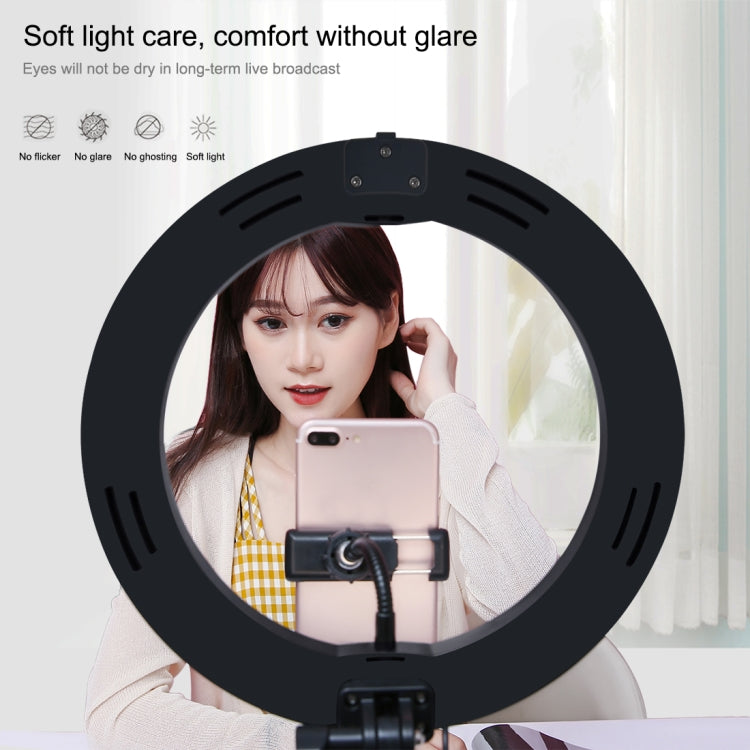 PULUZ 10.2 inch 26cm USB 3 Modes Dimmable Dual Color Temperature LED Curved  Ring Vlogging Selfie Photography Video Lights with Bluetooth Remote Shutter & Folding Desktop Holder & Phone Clamp(Black) - Ring Light by PULUZ | Online Shopping South Africa | PMC Jewellery | Buy Now Pay Later Mobicred