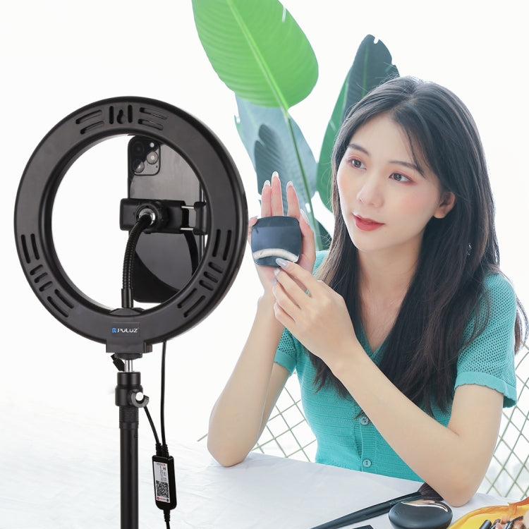 PULUZ 7.9 inch 20cm USB RGB Dimmable LED Dual Color Temperature LED Curved Light Ring Vlogging Selfie Photography Video Lights with Phone Clamp(Black) - Ring Light by PULUZ | Online Shopping South Africa | PMC Jewellery | Buy Now Pay Later Mobicred