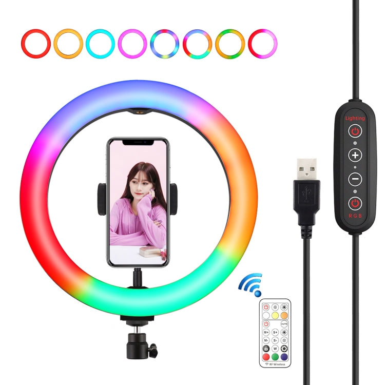 PULUZ 10.2 inch 26cm Curved Surface 168 LED Marquee LED RGBWW Dual-color Temperature Dimmable Ring Vlogging Photography Video Lights with Cold Shoe Tripod Ball Head & Remote Control & Phone Clamp(Black) - Ring Light by PULUZ | Online Shopping South Africa | PMC Jewellery | Buy Now Pay Later Mobicred