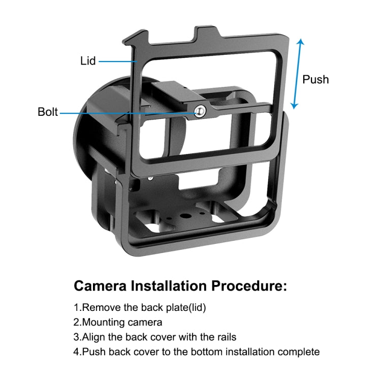 PULUZ for GoPro HERO12 Black /11 Black /10 Black /9 Black Thicken Housing Shell CNC Aluminum Alloy Protective Cage with Insurance Frame & 52mm UV Lens(Black) - Metal Cases by PULUZ | Online Shopping South Africa | PMC Jewellery | Buy Now Pay Later Mobicred