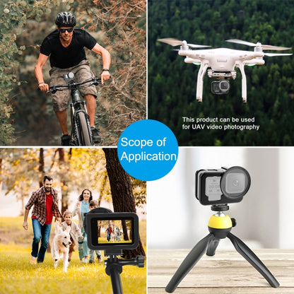 PULUZ for GoPro HERO12 Black /11 Black /10 Black /9 Black Thin Housing Shell CNC Aluminum Alloy Protective Cage with Insurance Frame & 52mm UV Lens(Black) - Metal Cases by PULUZ | Online Shopping South Africa | PMC Jewellery | Buy Now Pay Later Mobicred