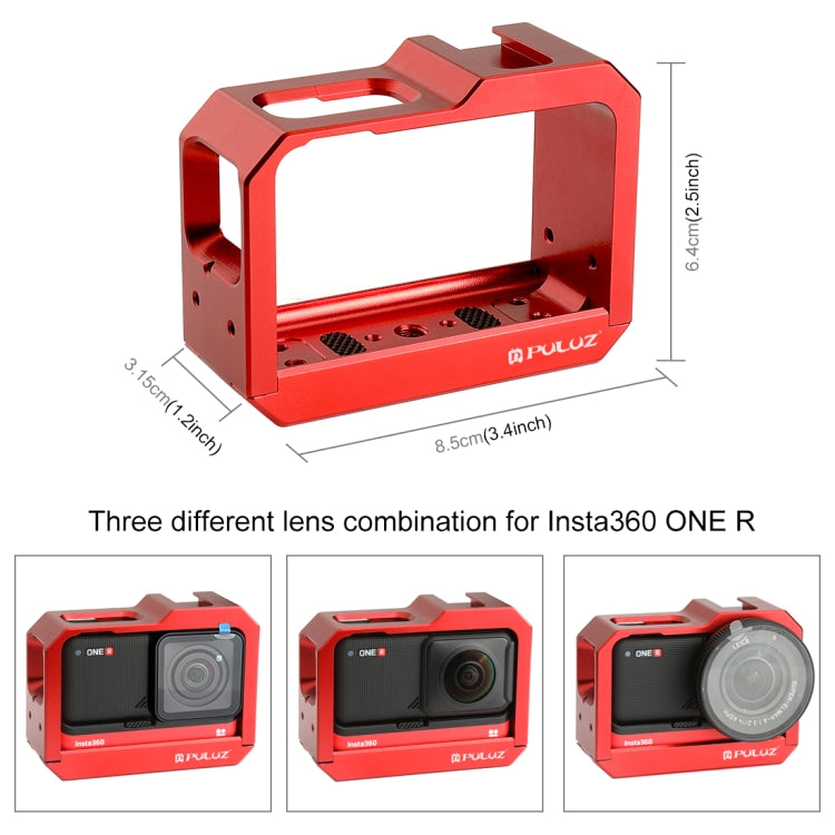 PULUZ Aluminum alloy Frame Mount Protective Case Cage with Cold Shoe Base Slot & Tripod Base Adapter for Insta360 One R(Red) - Mount & Holder by PULUZ | Online Shopping South Africa | PMC Jewellery | Buy Now Pay Later Mobicred