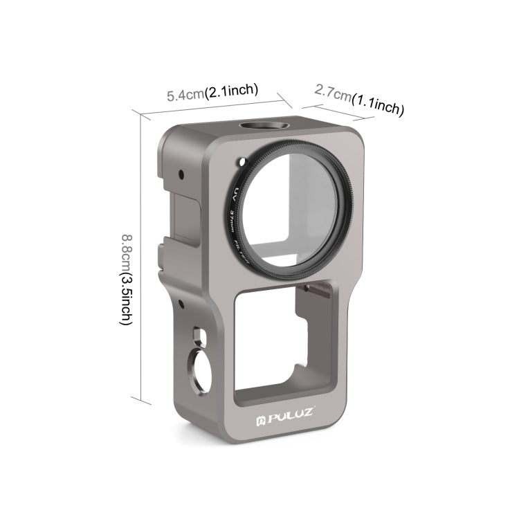PULUZ CNC Aluminum Alloy Cage for DJI Action 2(Titanium Color) -  by PULUZ | Online Shopping South Africa | PMC Jewellery | Buy Now Pay Later Mobicred