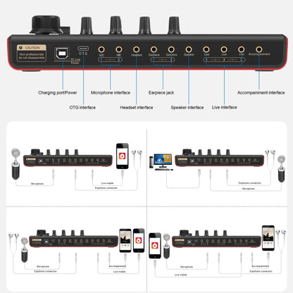 PULUZ Phantom Power OTG Lossless Live Sound Card Recording Sound Mixer, English Version(Black) - Live Sound Effects Processors by PULUZ | Online Shopping South Africa | PMC Jewellery | Buy Now Pay Later Mobicred