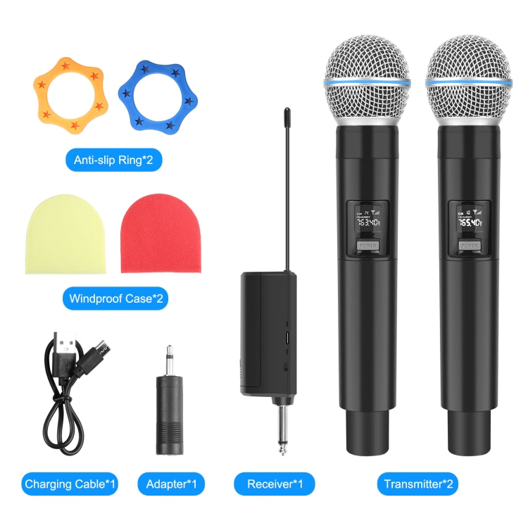 PULUZ 1 To 2 Wireless Microphones with LED Display, 6.35mm Transmitter (Black) - Microphone by PULUZ | Online Shopping South Africa | PMC Jewellery | Buy Now Pay Later Mobicred