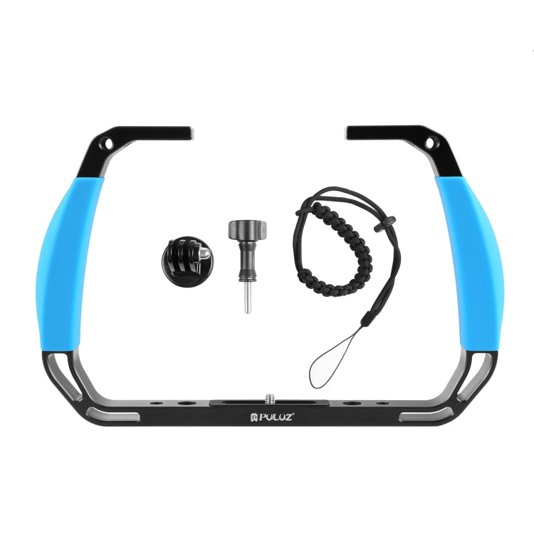 PULUZ Dual Silicone Handles Aluminium Alloy Underwater Diving Rig for GoPro, Other Action Cameras and  Smartphones (Blue) - Diving Accessories by PULUZ | Online Shopping South Africa | PMC Jewellery