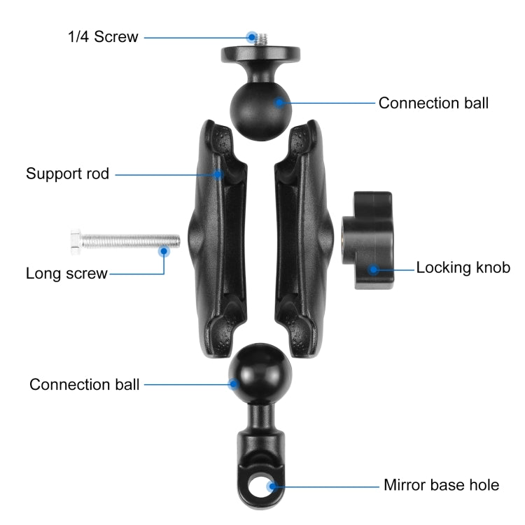 PULUZ Motorcycle Holder Mirror Base Hole Fixed Mount for GoPro and Other Action Cameras(Black) - Bicycle Handlebar Mount by PULUZ | Online Shopping South Africa | PMC Jewellery | Buy Now Pay Later Mobicred