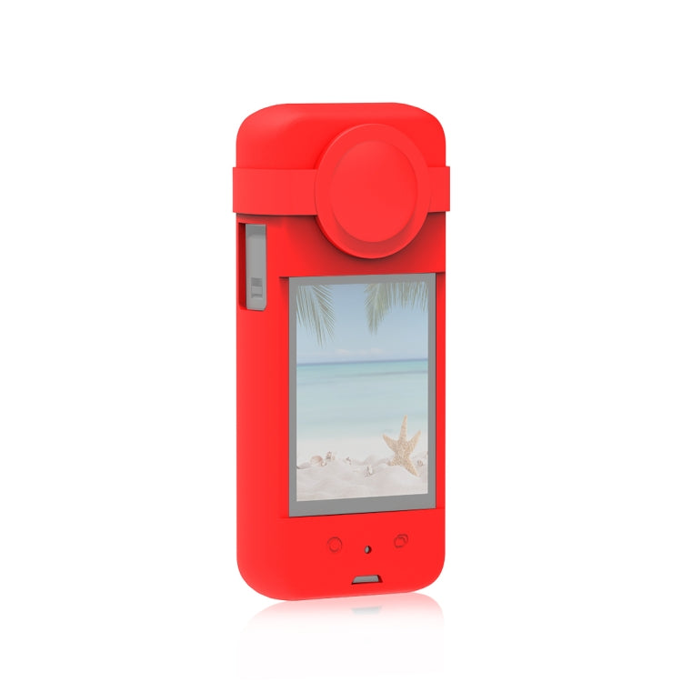 For Insta360 X3 PULUZ Silicone Protective Case with Lens Cover(Red) - Case & Bags by PULUZ | Online Shopping South Africa | PMC Jewellery