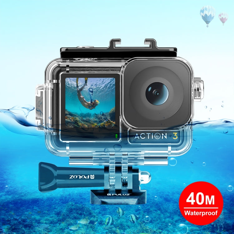 For DJI Osmo Action 3 / 4 PULUZ 40m Underwater Waterproof Housing Diving Case with Cold Shoe & Buckle Basic Mount & Screw - Waterproof Cases by PULUZ | Online Shopping South Africa | PMC Jewellery | Buy Now Pay Later Mobicred