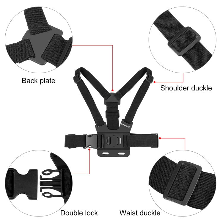 PULUZ  5 in 1 Adjustable Body Mount Belt Chest Strap with Phone Clamp & J Hook Mount & Long Screw Kit - Chest Belt by PULUZ | Online Shopping South Africa | PMC Jewellery | Buy Now Pay Later Mobicred