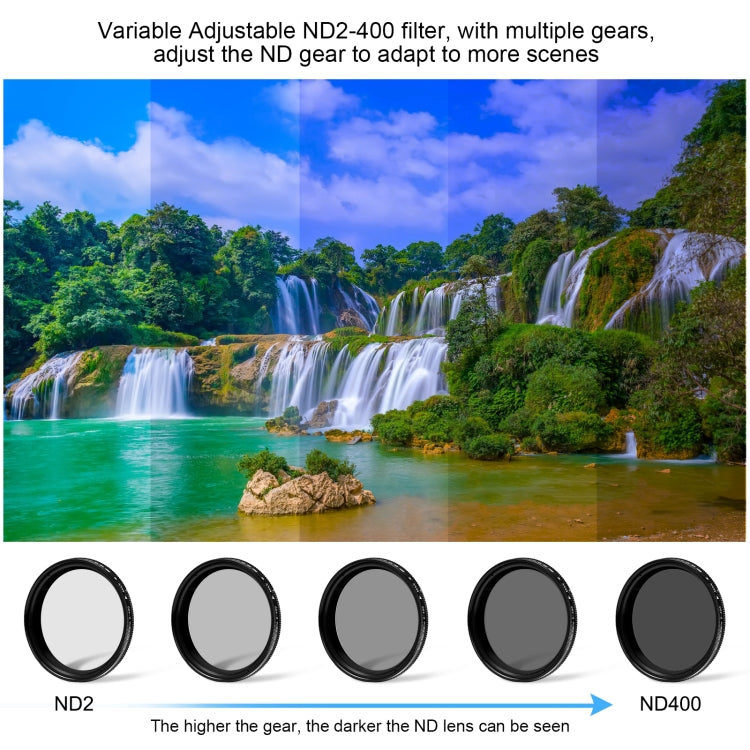 For GoPro HERO12 Black /11 Black /11 Black Mini /10 Black /9 Black PULUZ 52mm UV ND2-400 Filter with Adapter Ring(Black) - Lens Filter by PULUZ | Online Shopping South Africa | PMC Jewellery