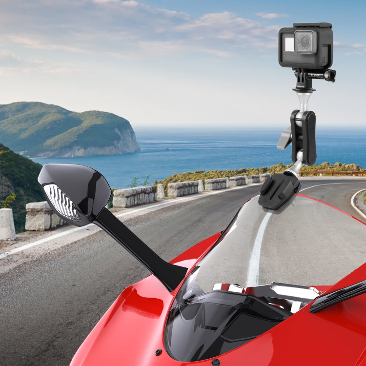 PULUZ Motorcycle Windshield Action Camera Mount Clip for GoPro Hero12 Black / DJI Osmo Action 4 / Insta360 X4 / Ace Pro and Other Action Cameras (Black) - Holder by PULUZ | Online Shopping South Africa | PMC Jewellery | Buy Now Pay Later Mobicred